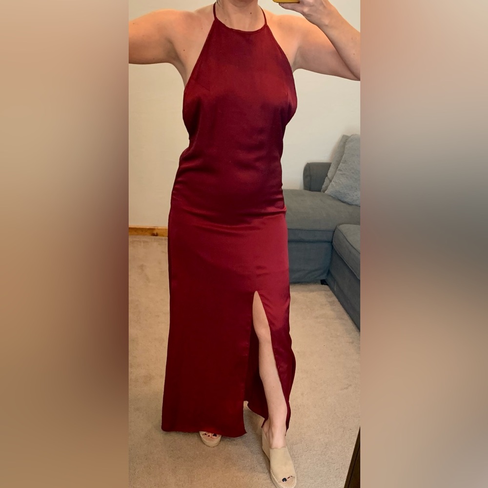 WYLDR deep red/burgundy satin gown